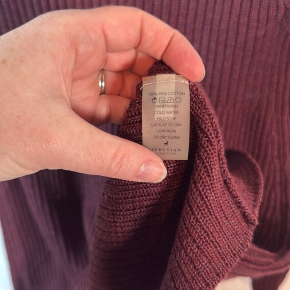 Peruvian Connection Maroon Babydoll Sweater Dress Size Medium - Picture 4 of 7